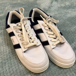 Original Penguin Jingle White and Navy Sneakers, Mens Size 11.5